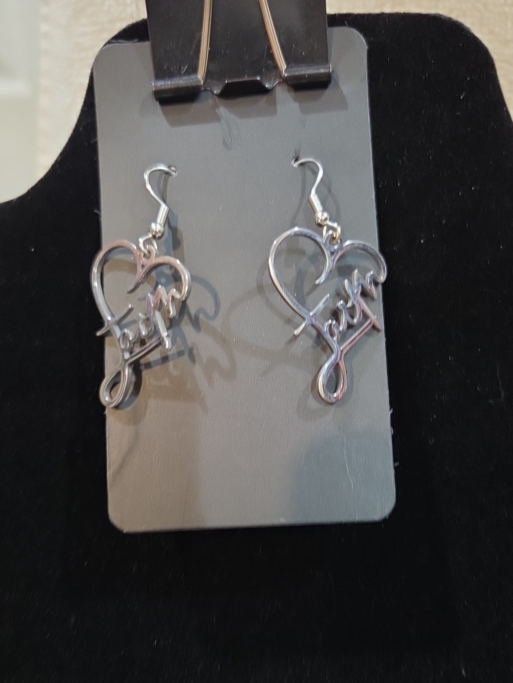 SILVER-TONE "FAITH" EARRINGS